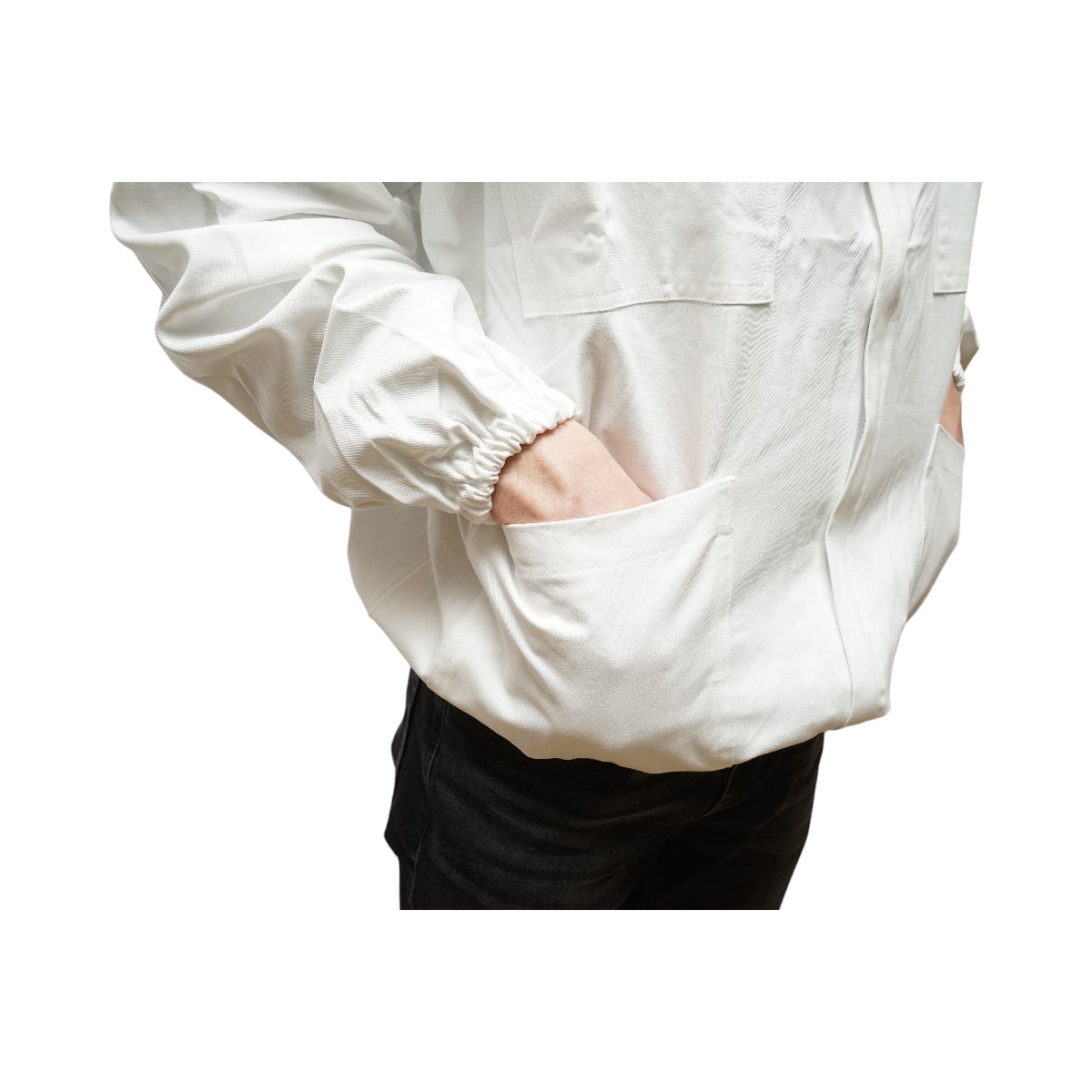 Bluza apicola alba cu masca de protectie tip gluga marimea L